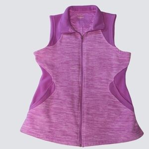 TEK GEAR Vest Women's Size Medium Heathered Pink Fleece Pockets Zip Front